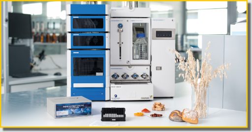 a large piece of scientific equipment surrounded by accessories and foods